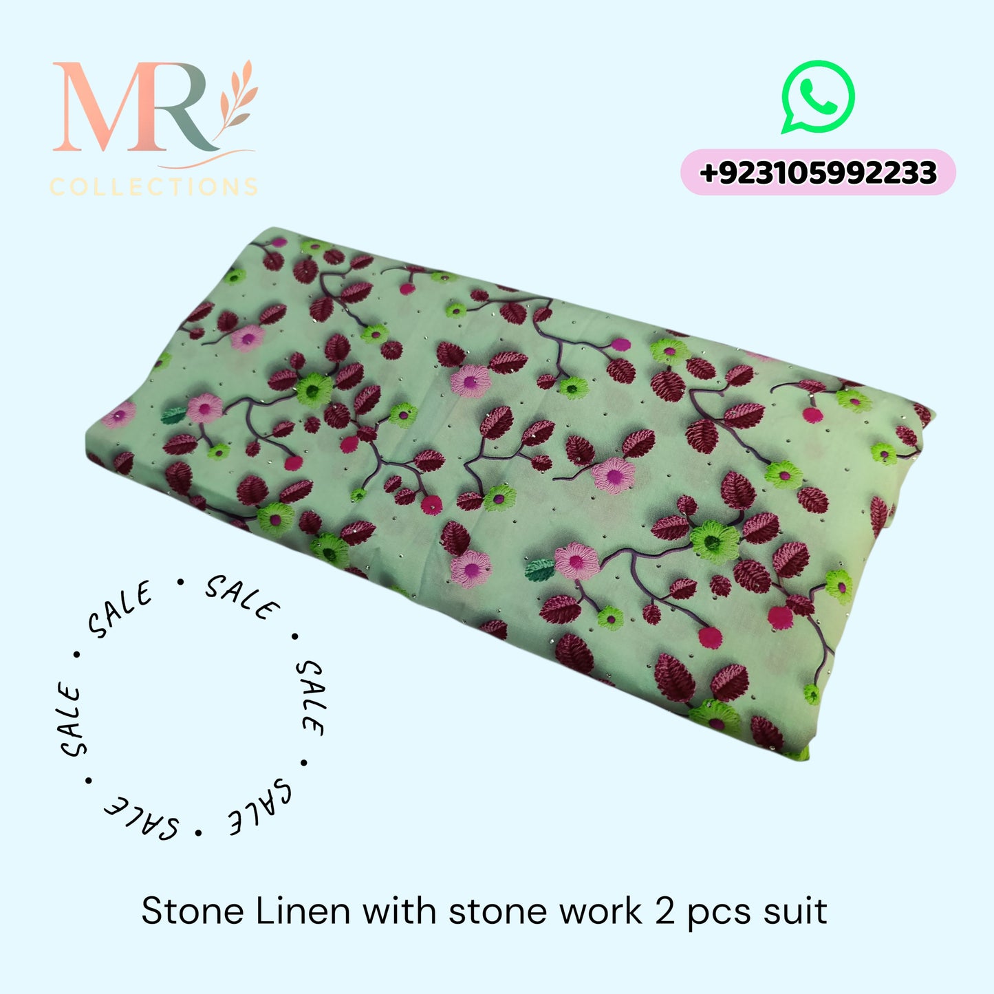 Stone Linen with Stone Work - 2 Pcs
