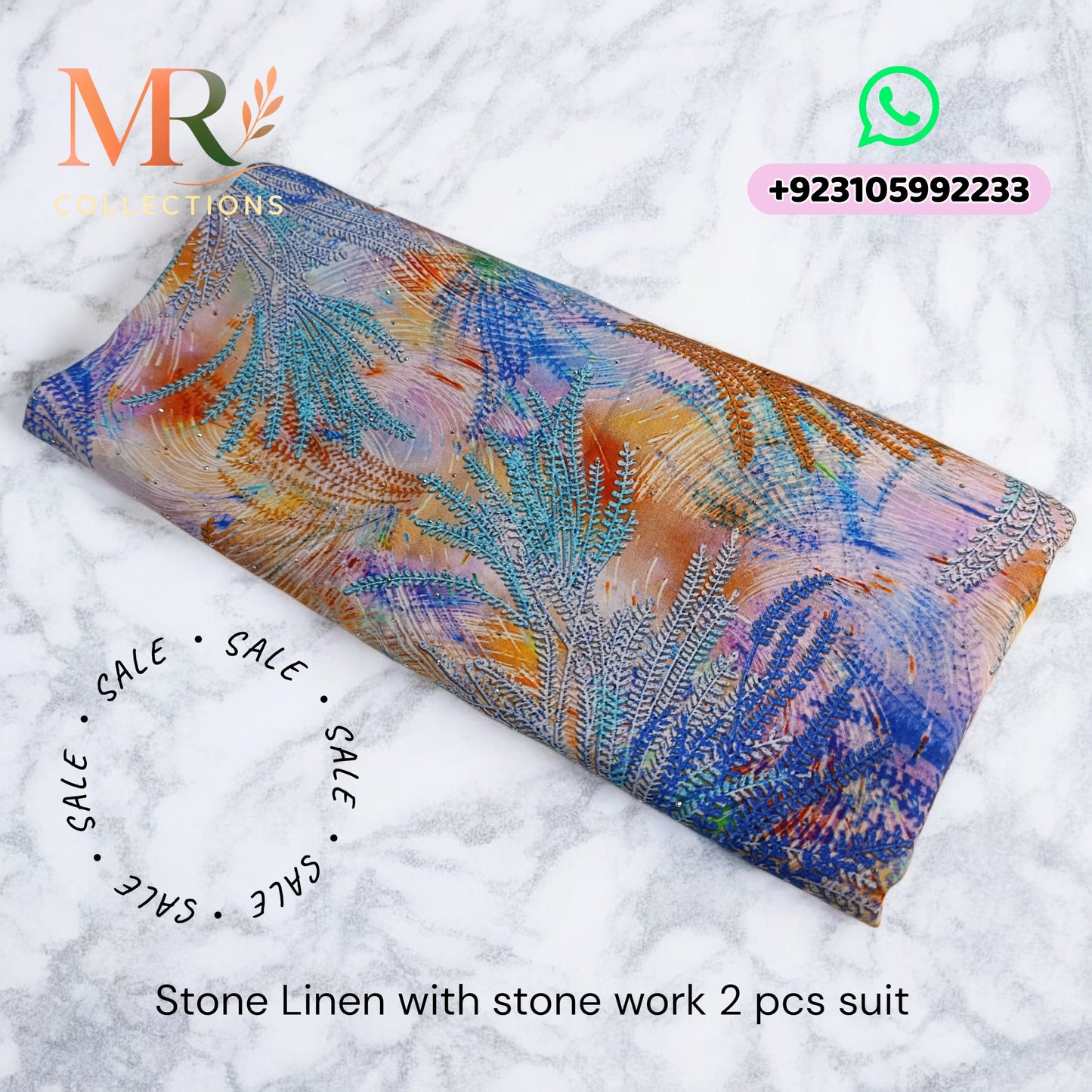 Stone Linen with Stone Work - 2 Pcs