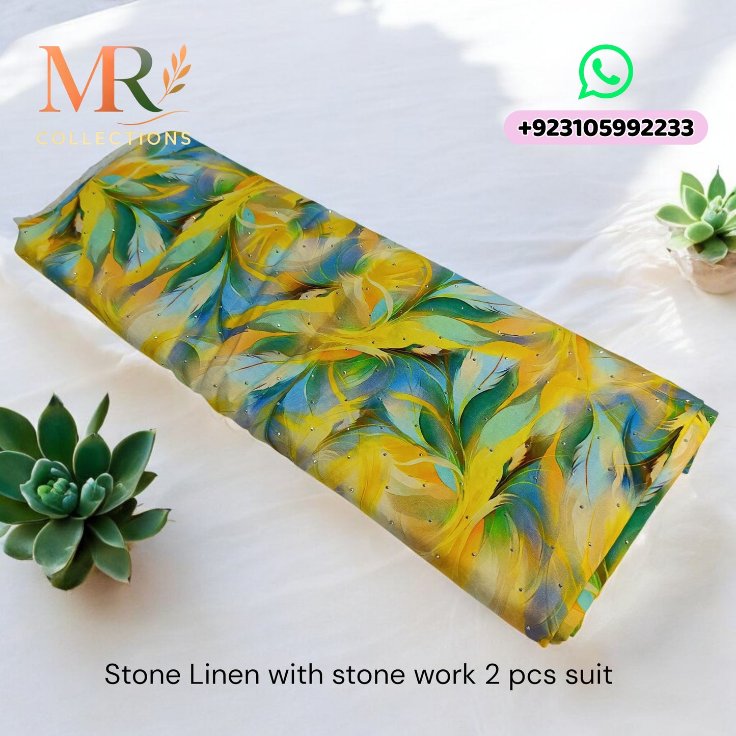 Stone Linen with Stone Work - 2 Pcs