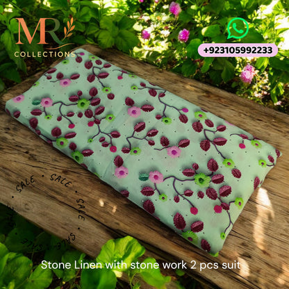 Stone Linen with Stone Work - 2 Pcs