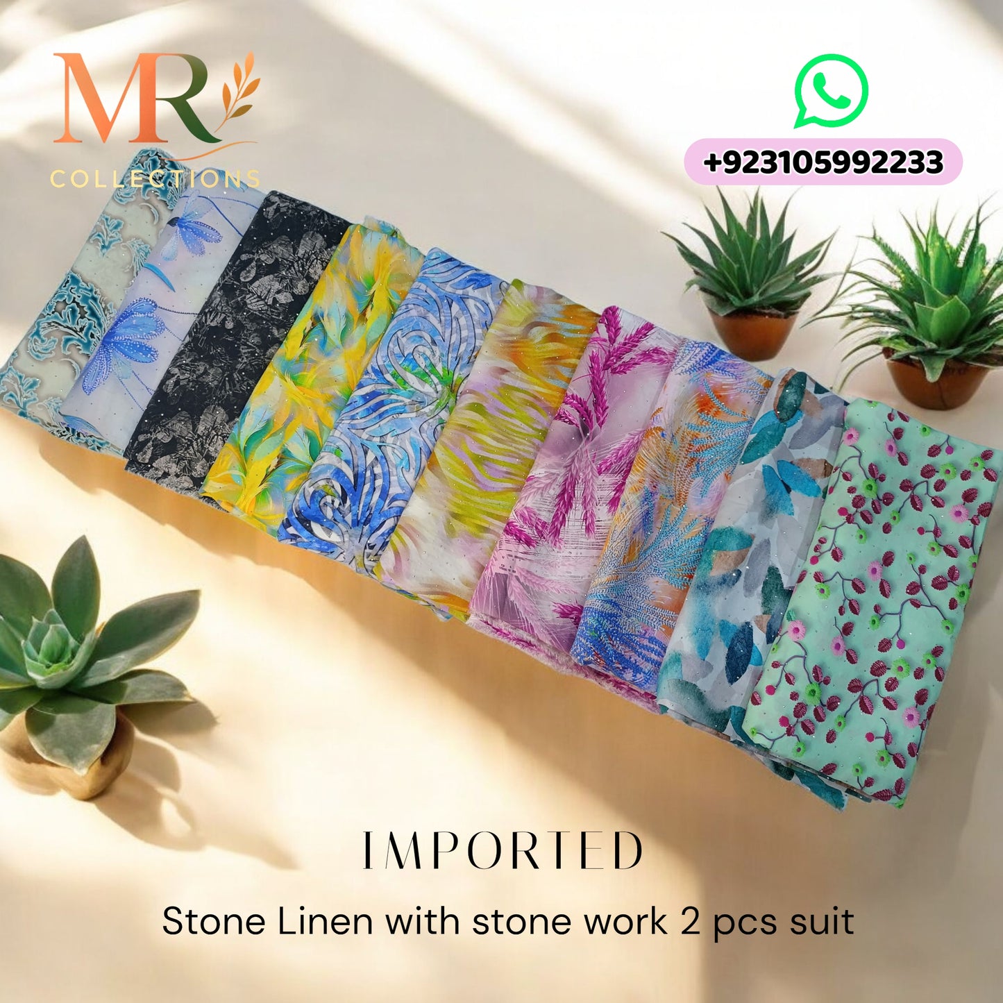 Stone Linen with Stone Work - 2 Pcs