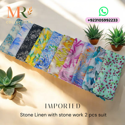 Stone Linen with Stone Work - 2 Pcs