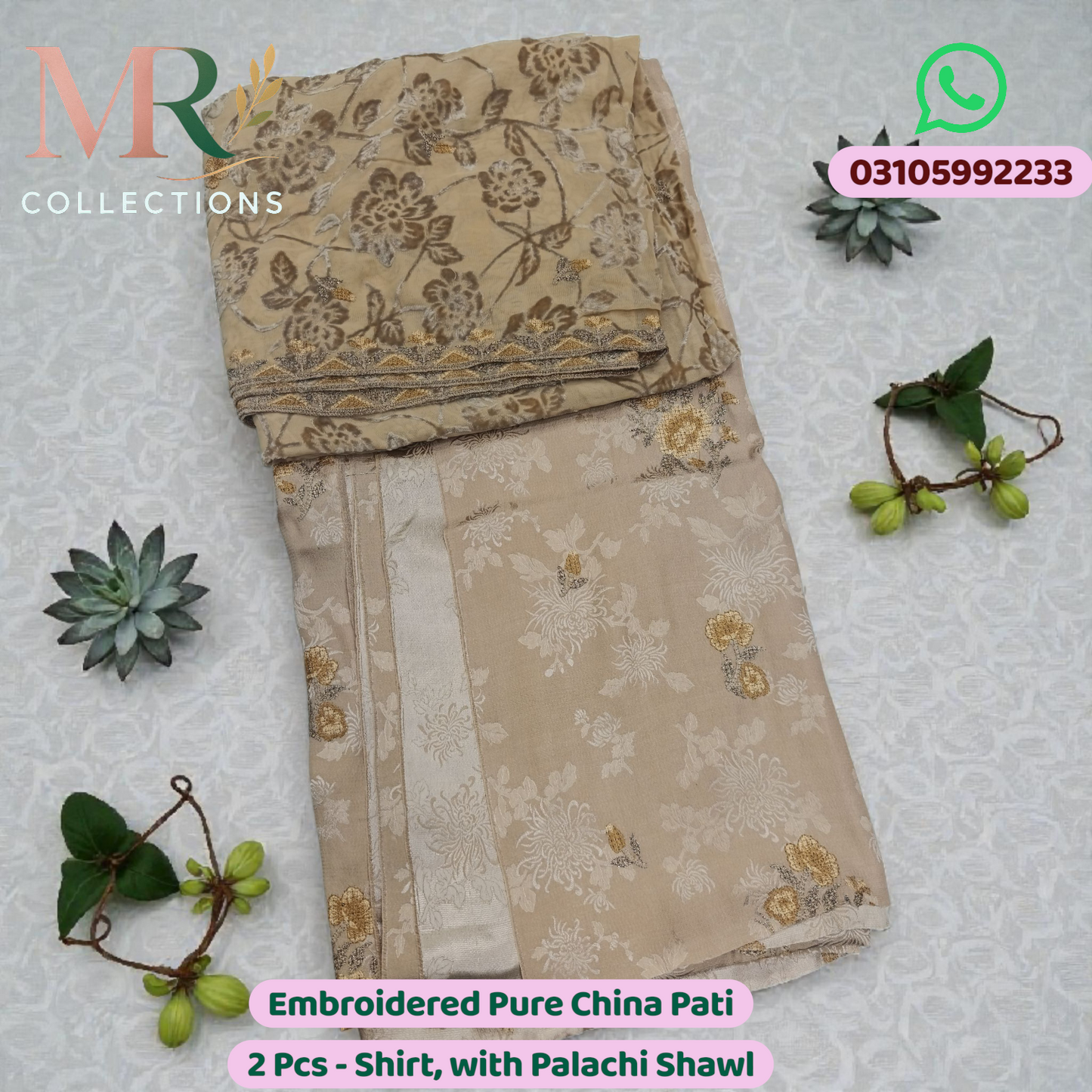 Embroidered Pure China Patti